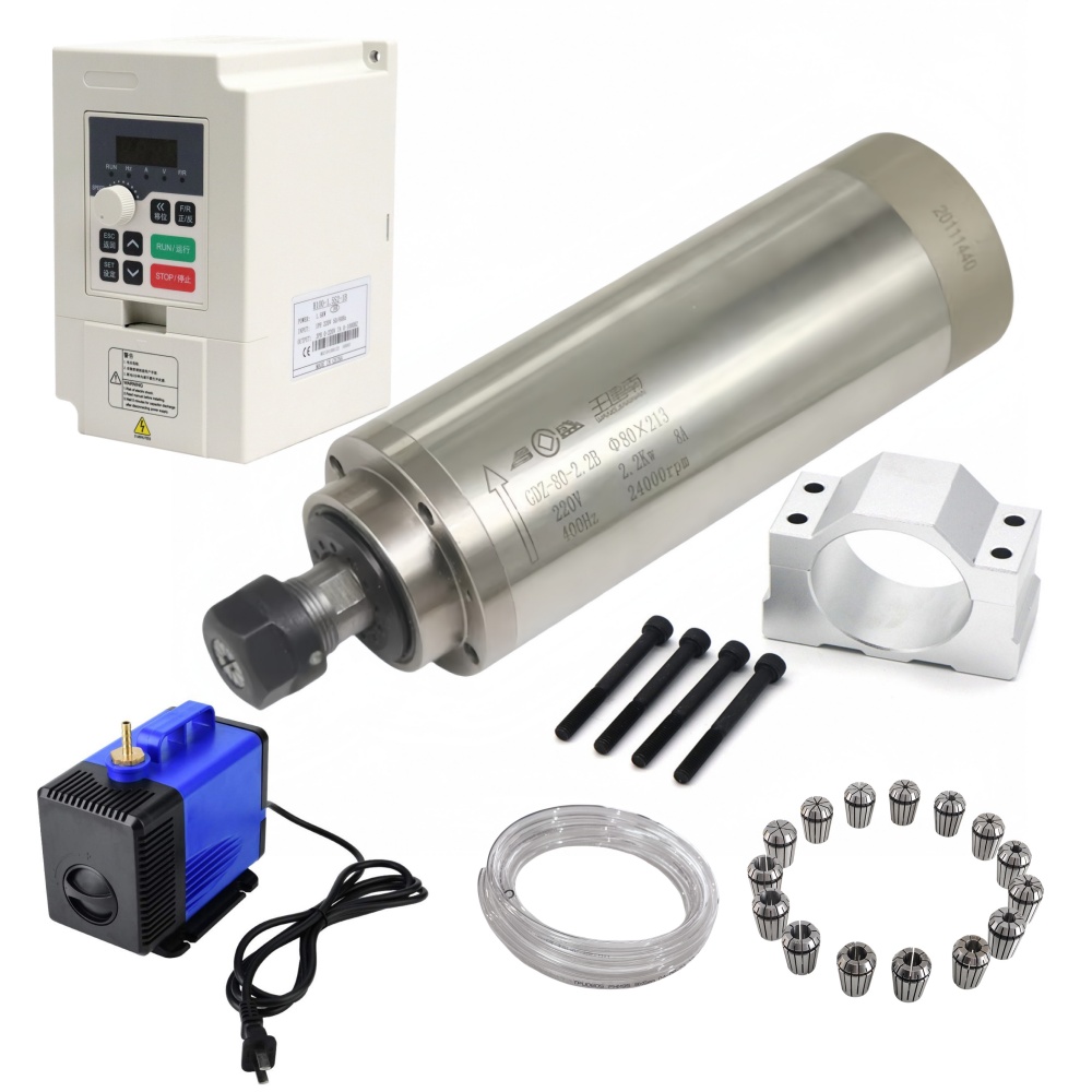 2.2Kw Water Cooled Spindle Kit Vfd - GDZ-80-2.2B 80mm 2.2KW ER20 Water Cooled