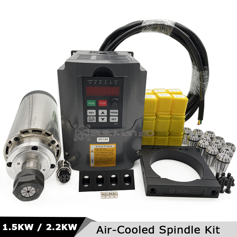 Air Cooled 1.5Kw Spindle Motor Inverter 110V - 2.2KW 1.5KW Air Cooled CNC Spindle