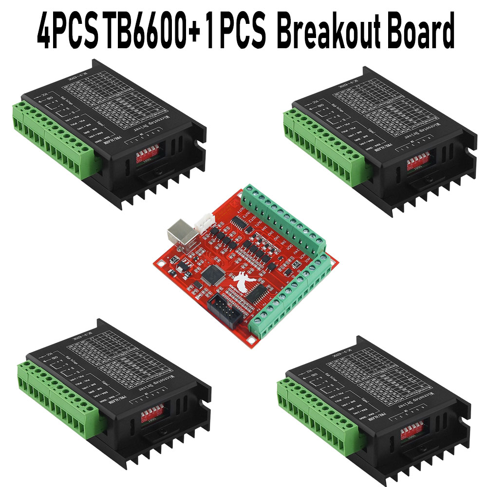 Mach3 Usb Cnc Controller 4 Axis 100Khz - 4PCS Stepper Motor Driver TB6600 Upgrade