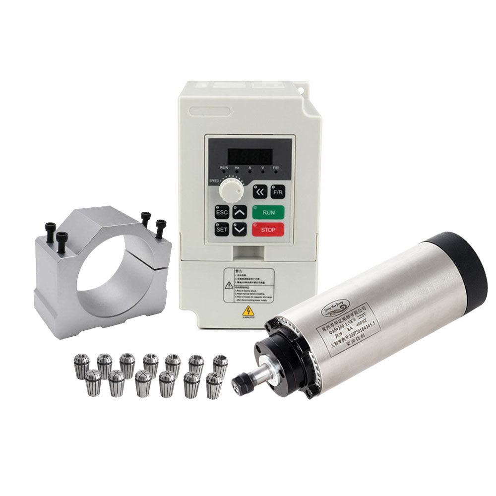 Air Cooled 1.5Kw Spindle Motor Inverter 110V - CNC Spindle Motor Kit 80MM 1.5KW