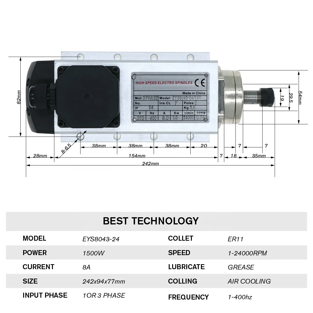 HLTNC 1.5kw Flash air Cooled S - Air Cooled 1.5Kw Spindle Motor Inverter 110V 评论和价格