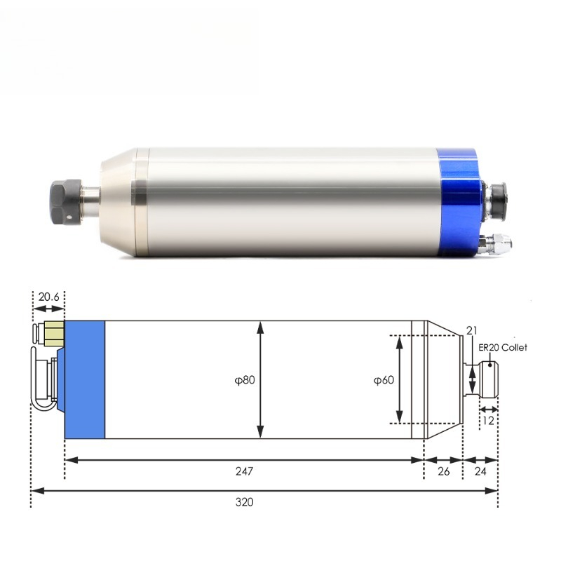 2.2kw ER20 D80 12000rpm/24000r - 2.2Kw Water Cooled Spindle Kit Vfd 评论和价格