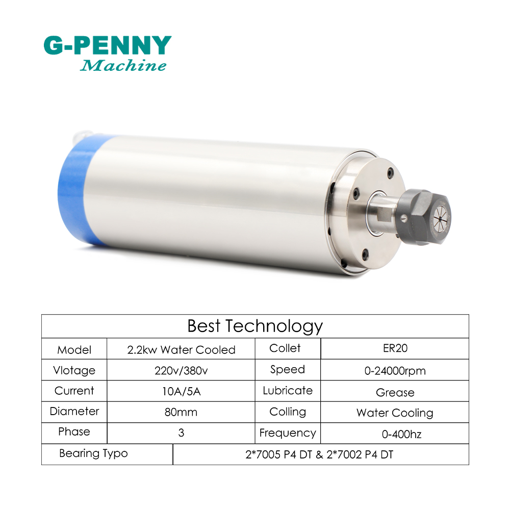 G-PENNY 2.2kw ER20 Water Coole - 2.2Kw Water Cooled Spindle Kit Vfd 评论和价格