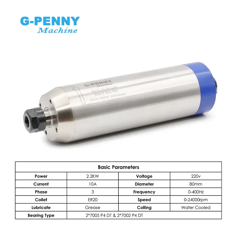 G-penny 2.2KW ER20 D80 Wood Wo - 2.2Kw Water Cooled Spindle Kit Vfd 评论和价格