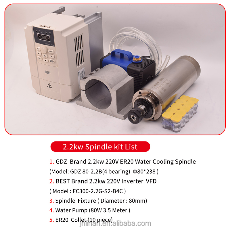 GDZ 2.2KW 220V Water Cooled CN - 2.2Kw Water Cooled Spindle Kit Vfd 评论和价格