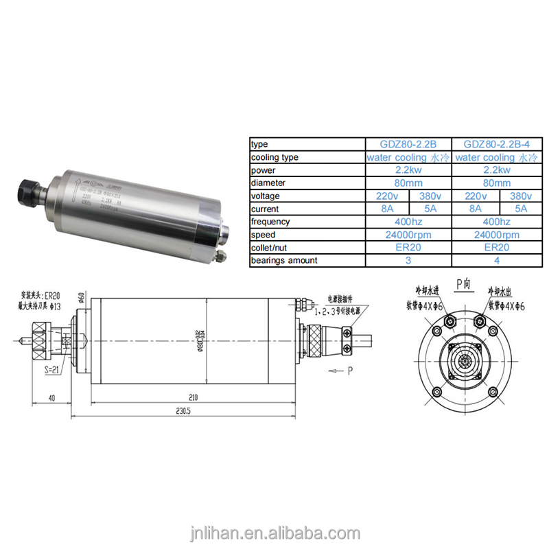 GDZ 2.2KW 220V Water Cooled CN - 2.2Kw Water Cooled Spindle Kit Vfd 评论和价格