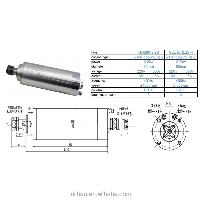 2.2KW 220V Water Cooled Machin - 2.2Kw Water Cooled Spindle Kit Vfd 评论和价格